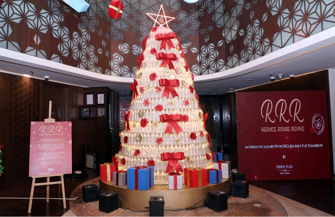 Country’s first recycled plastic bottle Christmas tree unveiled